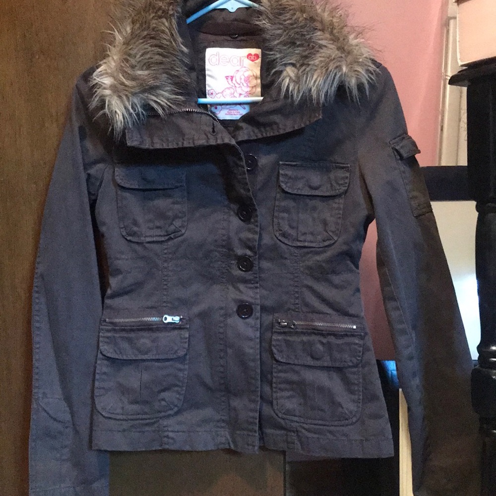 Brown Zip up Button up Jacket